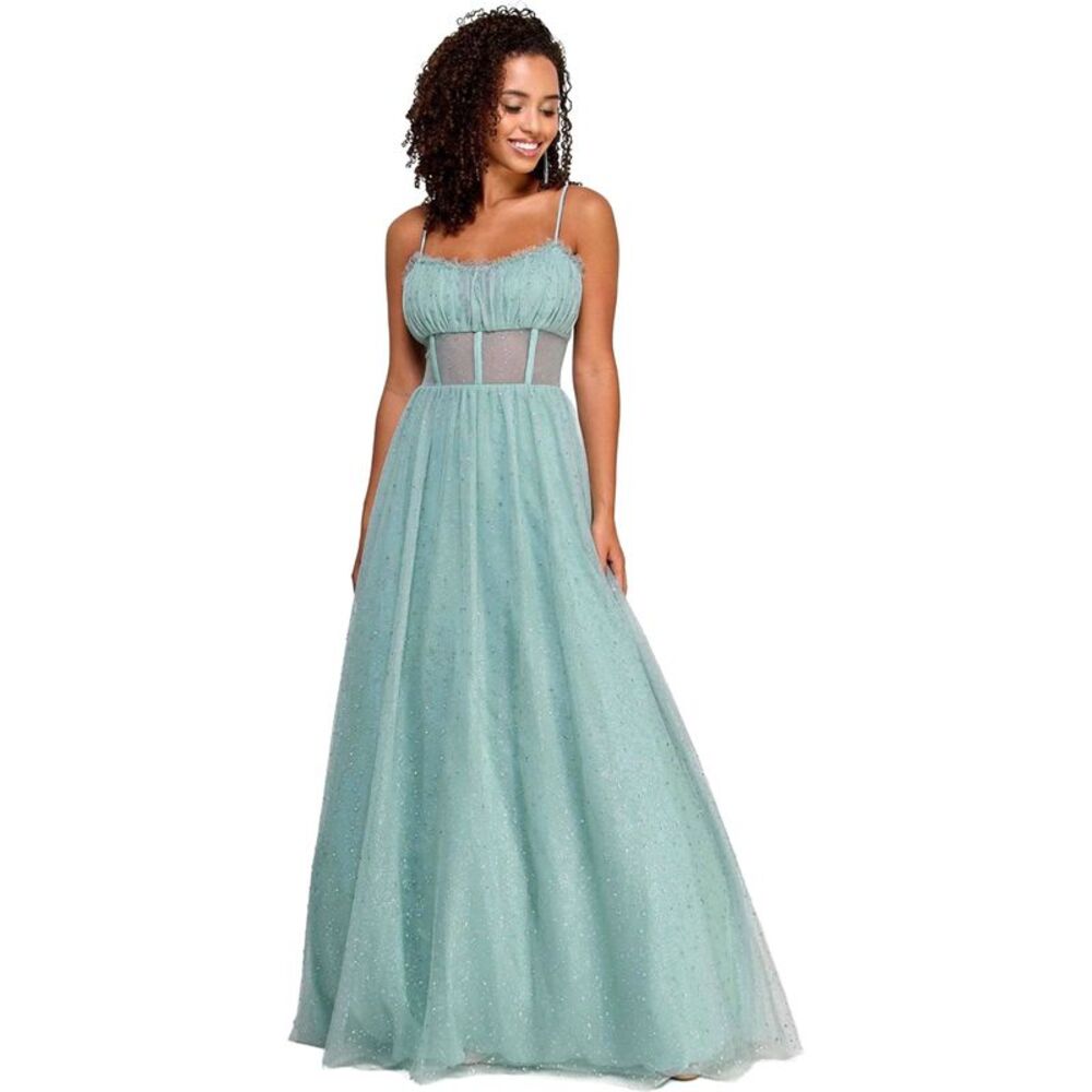 Say Yes to the Prom Womens Juniors Rhinestone Gown Dress, DM
